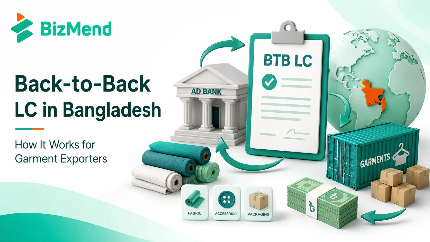 Back-to-back LC in Bangladesh with AD bank, BTB LC, garment exports and supplier payment flow