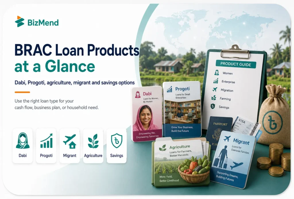 BRAC loan products in Bangladesh including Dabi Progoti agriculture migrant and savings options