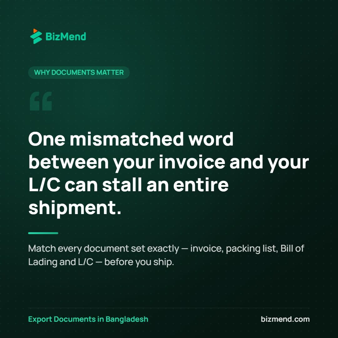 Export documents in Bangladesh key insight on matching document sets before shipping — Bizmend