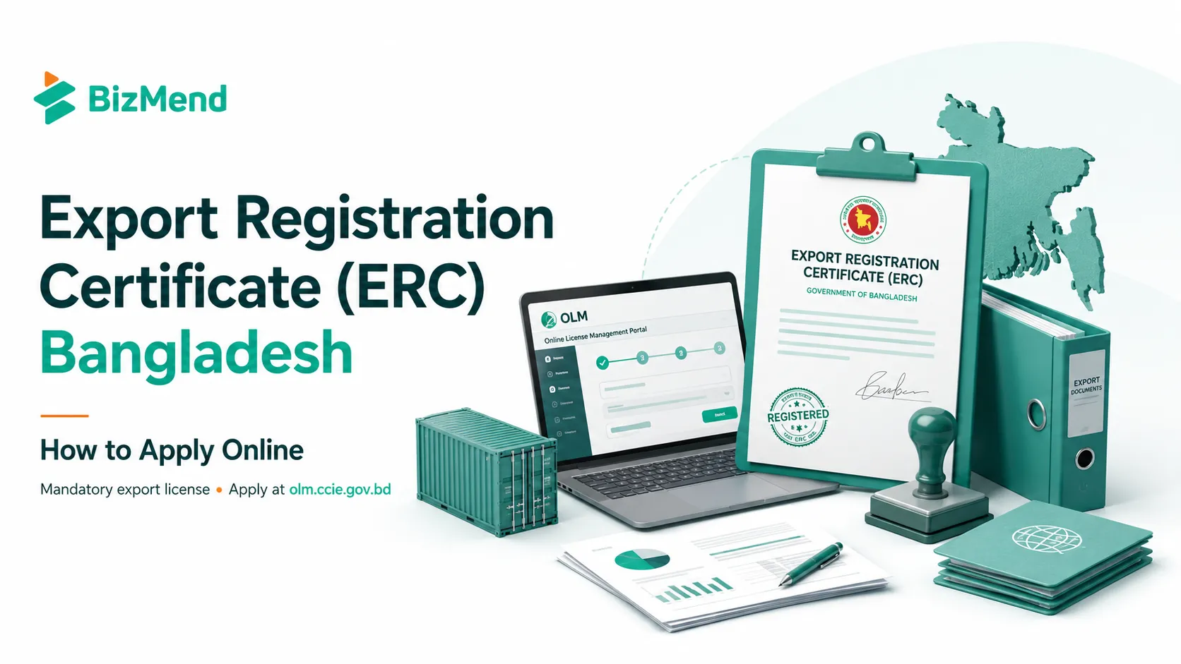 Export Registration Certificate in Bangladesh with OLM portal, ERC certificate, documents and approval stamp