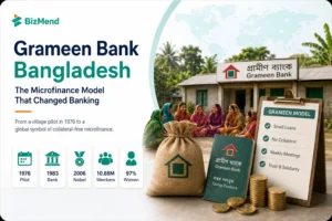 Grameen Bank Bangladesh microfinance model with village lending and women borrowers