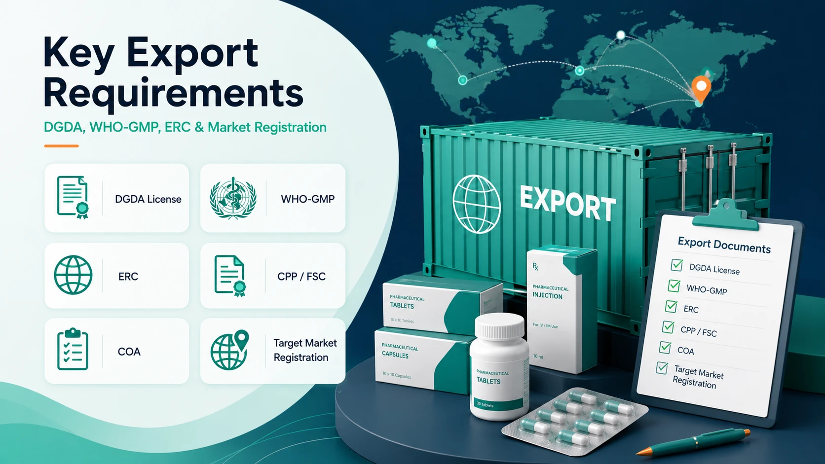 Pharma export requirements