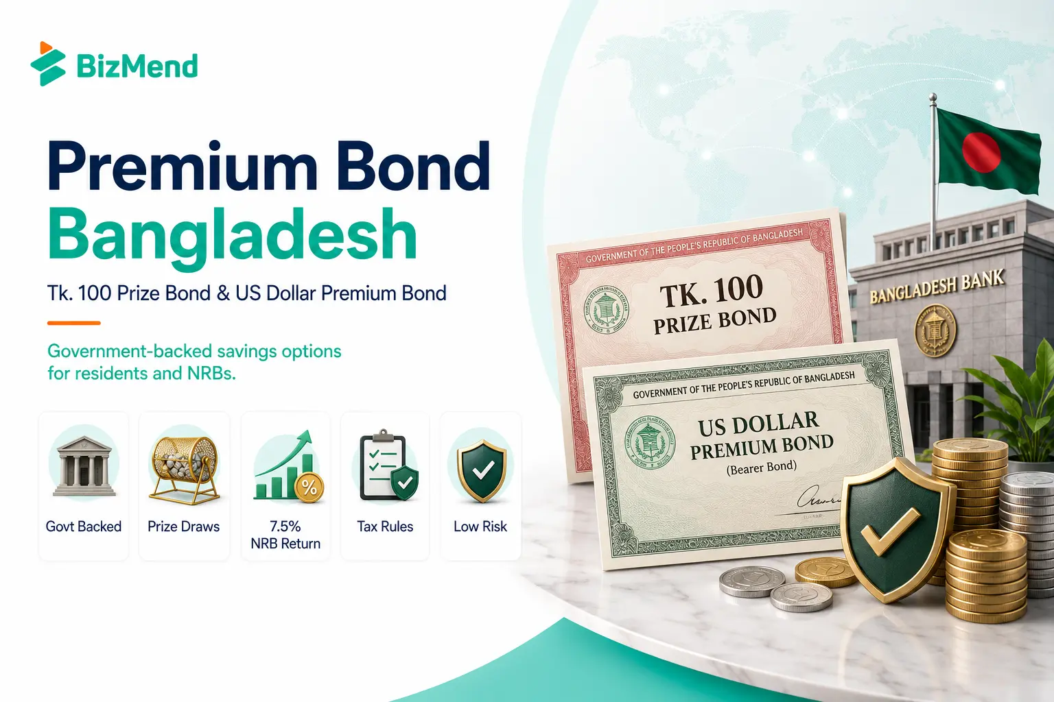 Premium Bond Bangladesh guide covering Tk 100 Prize Bond and US Dollar Premium Bond