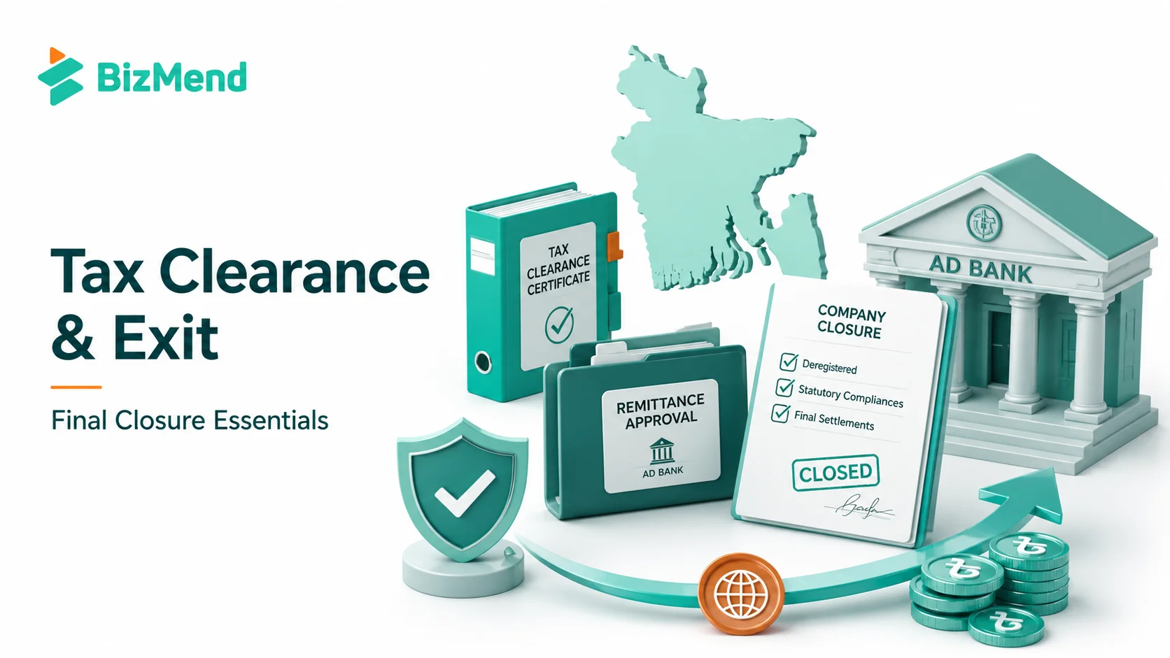 Tax clearance and company exit process in Bangladesh with AD bank, closure documents, remittance approval and final settlement
