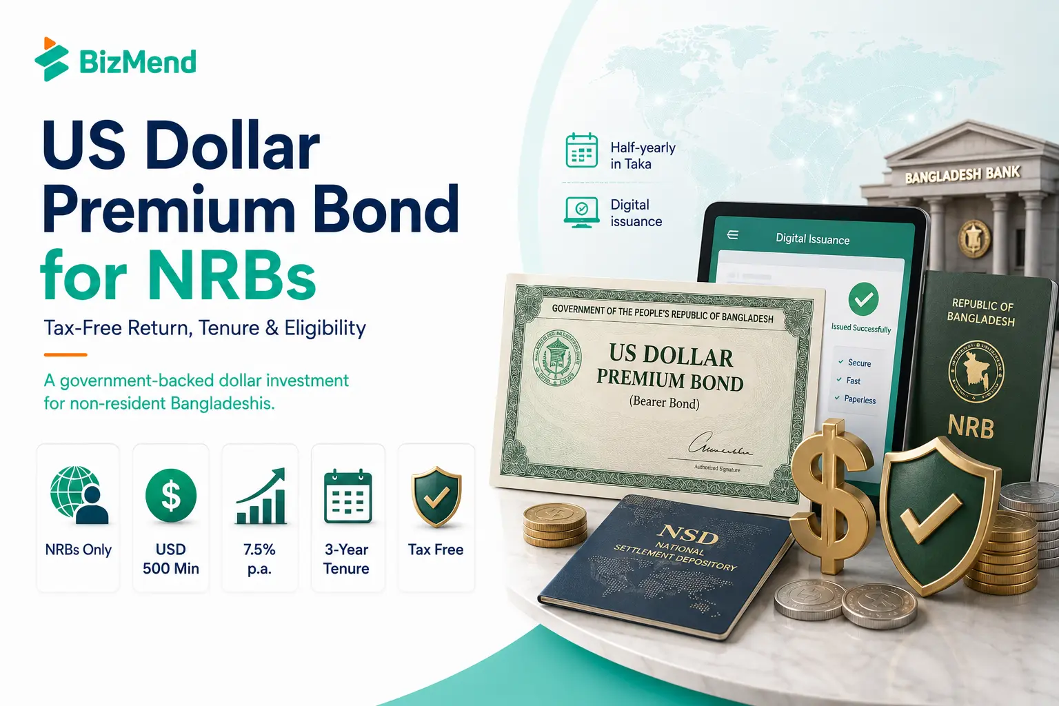 US Dollar Premium Bond for NRBs in Bangladesh with tax free return and eligibility