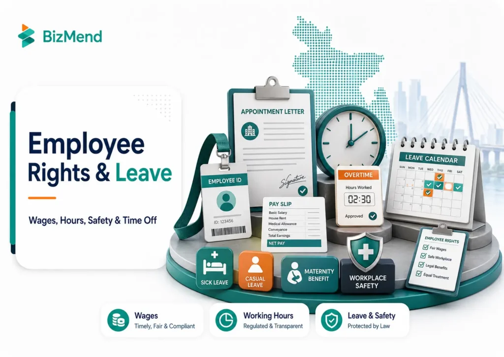 Employee rights and leave rules under Bangladesh labour law including appointment letter, wage payment, overtime, maternity benefit, and workplace safety