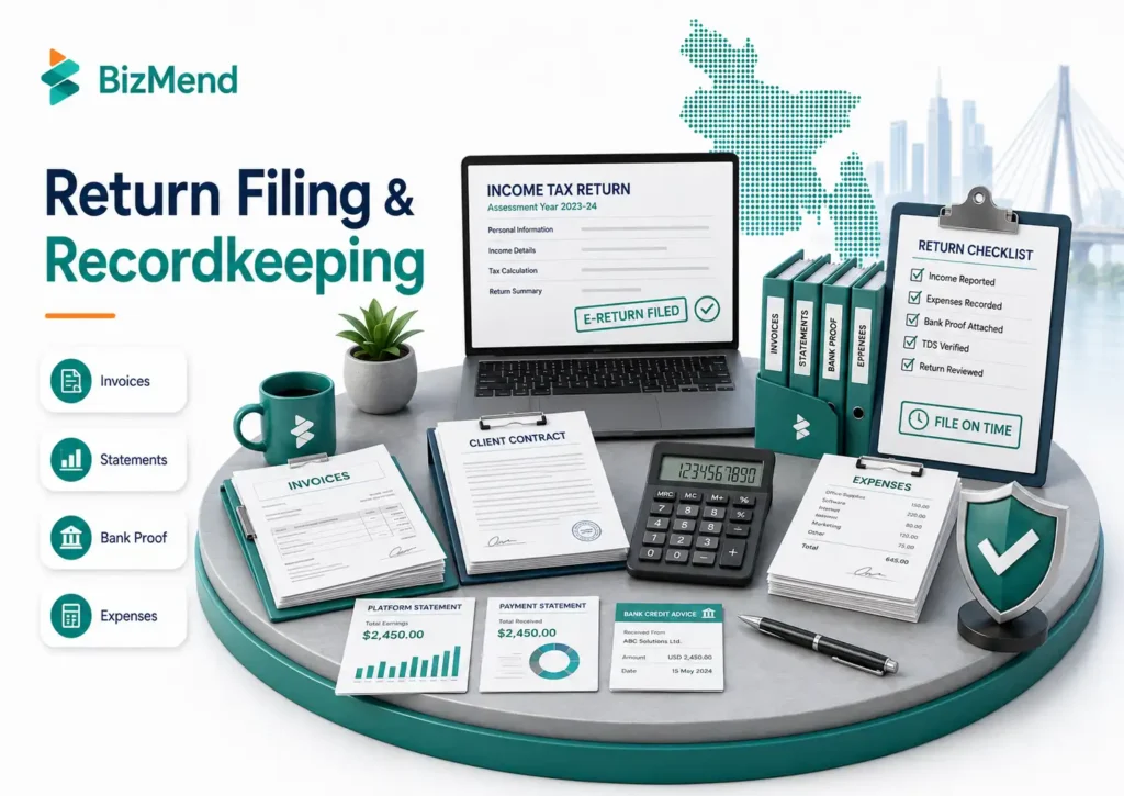 Freelancer tax recordkeeping in Bangladesh with invoices, Payoneer Wise statements, bank credit advice and tax return file