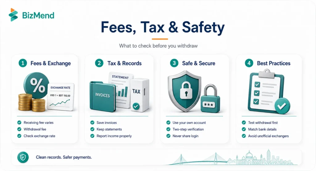 Payoneer fees tax records and payment safety checklist for Bangladeshi freelancers