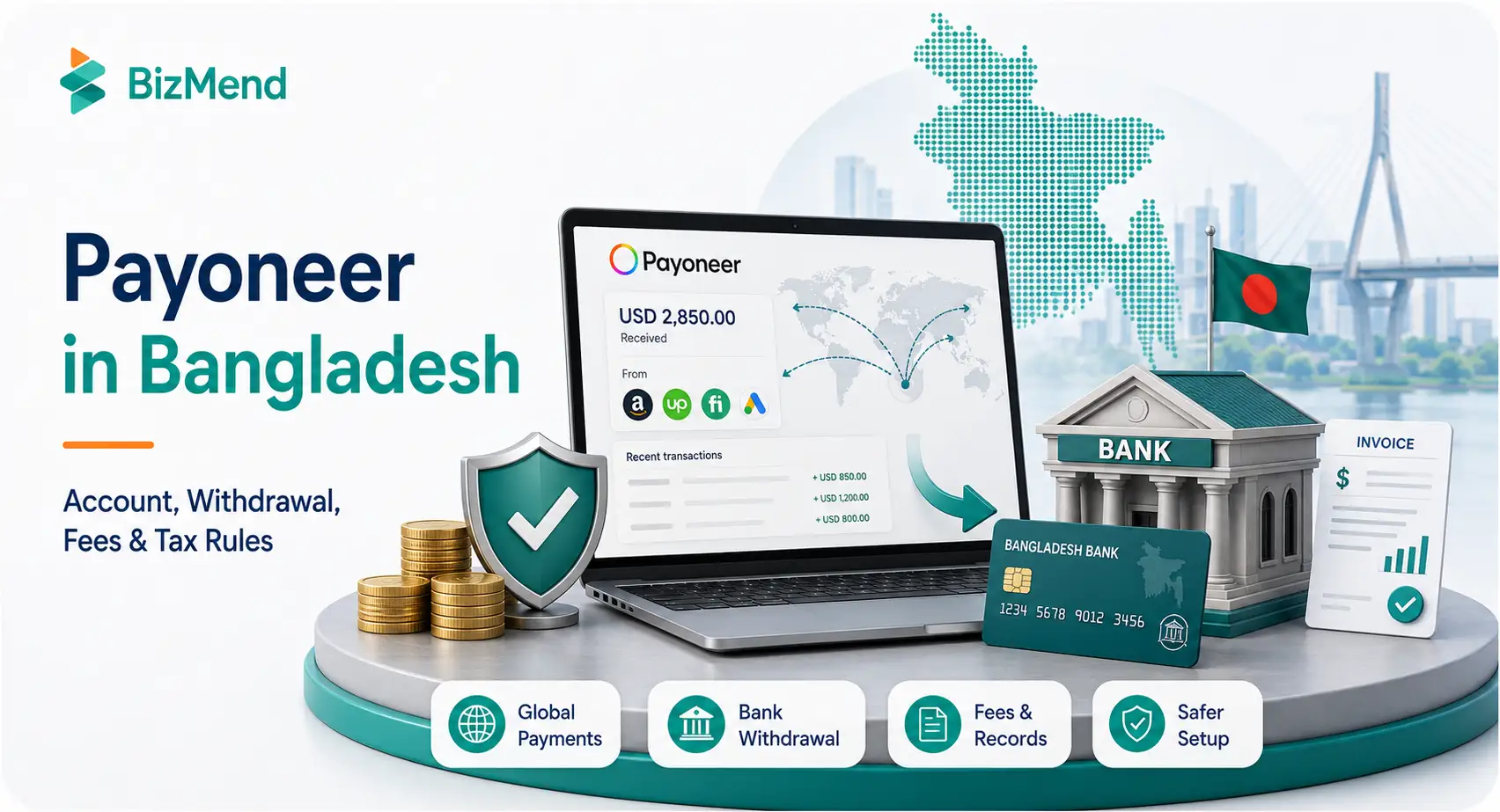 Payoneer in Bangladesh account withdrawal fees and tax guide for freelancers