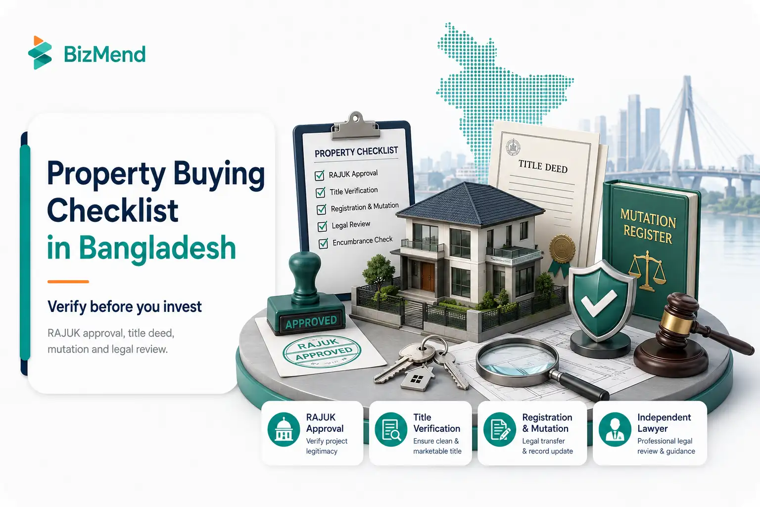 Property buying checklist in Bangladesh with RAJUK approval title deed mutation and legal verification