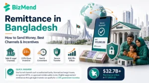 Remittance in Bangladesh showing how to send money through legal channels with best remittance options and 2.5 percent incentive