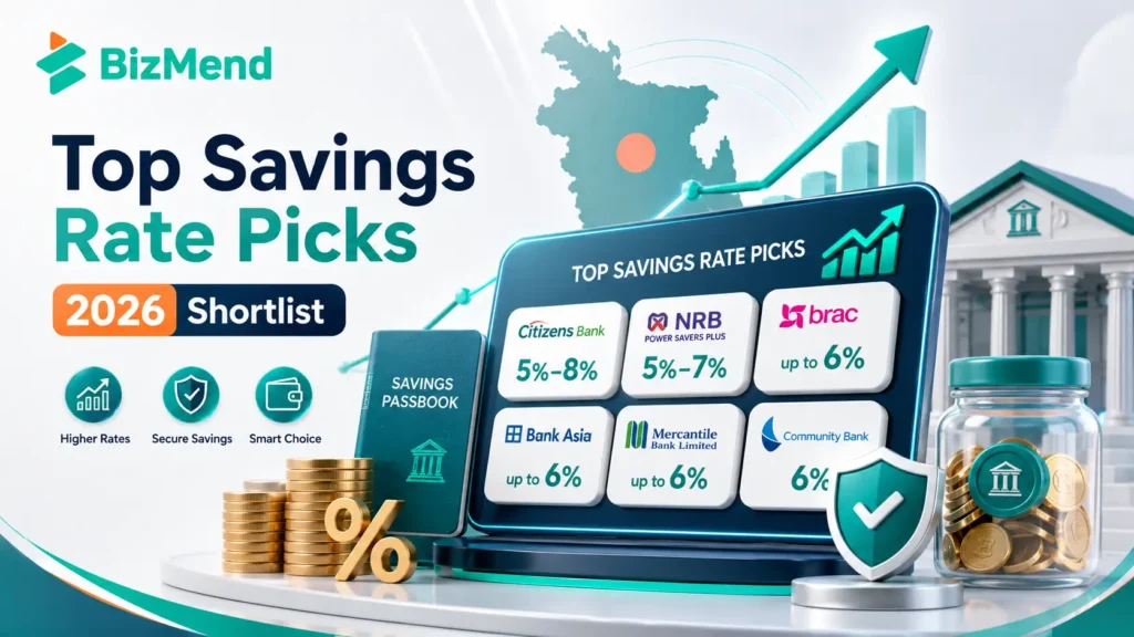Top savings account rate picks in Bangladesh 2026 including Citizens Bank, NRB Bank, BRAC Bank and other high-rate options