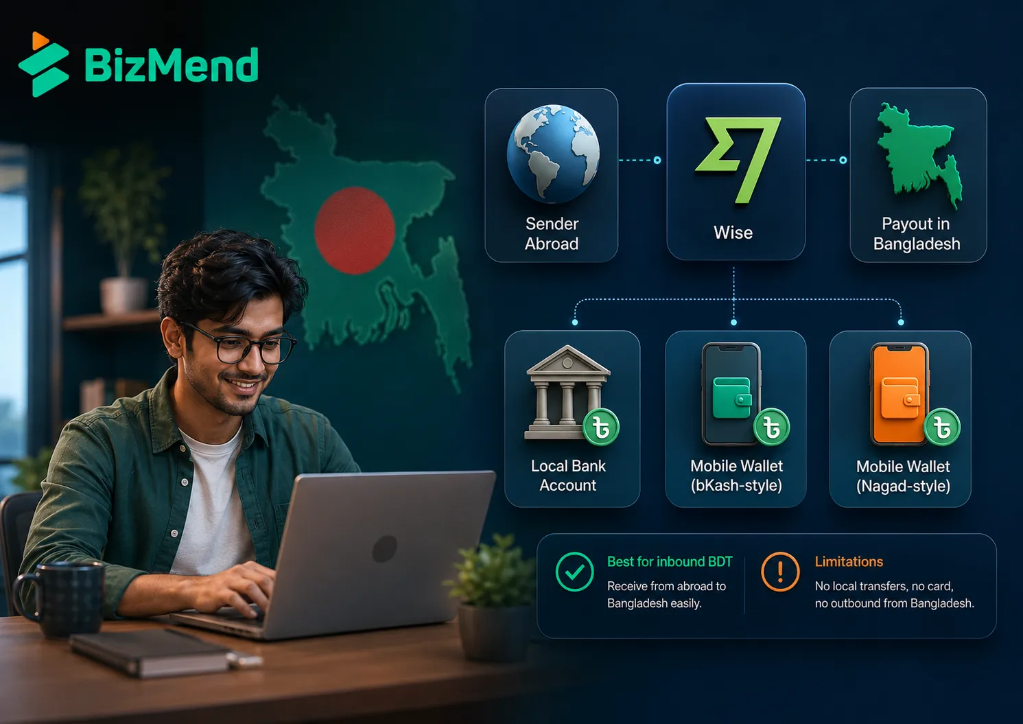 Wise in Bangladesh availability, BDT transfers, account limits, and alternatives
